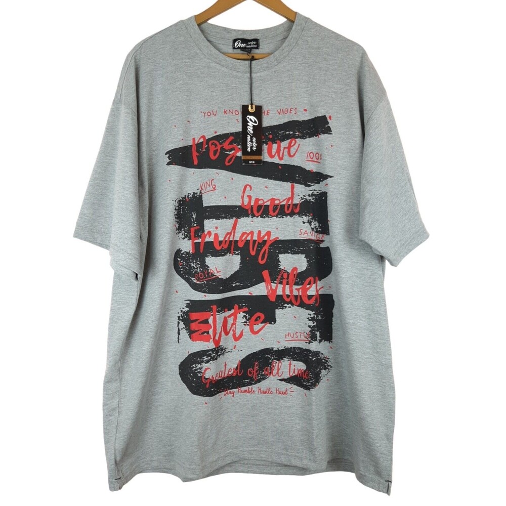 NEW One Color Nation Print T Shirt Positive Good Friday Vibes Size 4XL